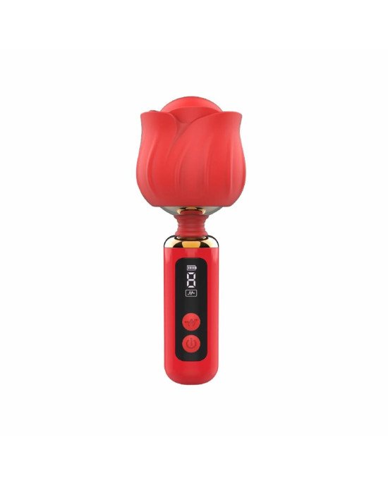 Вібромасажер Loviss Rose Mini Massage Wand Vibrator, головка у вигляді троянди, 9 режимів Вібромасажер Loviss Rose Mini Massage Wand Vibrator, головка у вигляді троянди, 9 режимів