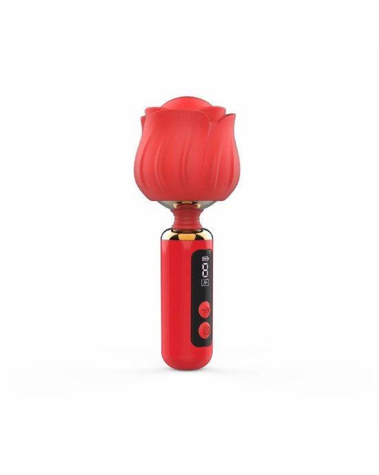 Вібромасажер Loviss Rose Mini Massage Wand Vibrator, головка у вигляді троянди, 9 режимів Вібромасажер Loviss Rose Mini Massage Wand Vibrator, головка у вигляді троянди, 9 режимів