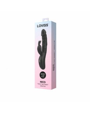 Вібратор-кролик з пульсацією Loviss Nico Thrusting Rabbit Vibrator, 9 режимів, подвійний відросток Вібратор-кролик з пульсацією Loviss Nico Thrusting Rabbit Vibrator, 9 режимів, подвійний відросток