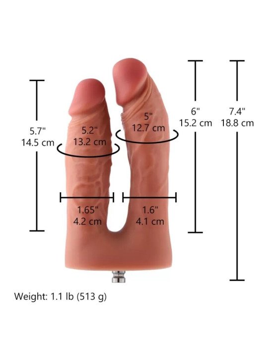 Подвійний фалоімітатор для секс-машин Hismith Silicone Double Penetrator Dildo, система KlicLok Подвійний фалоімітатор для секс-машин Hismith Silicone Double Penetrator Dildo, система KlicLok
