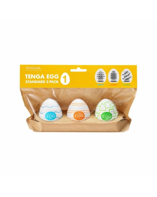 Набір мастурбаторів-яєць Tenga Egg Standard 3 Pack 1 (Wavy, Starry, Cubic) Набір мастурбаторів-яєць Tenga Egg Standard 3 Pack 1 (Wavy, Starry, Cubic)
