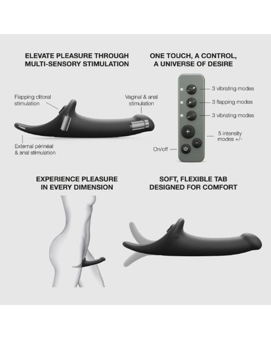 Вібронасадка для страпону з вакуумною стимуляцією Strap-On-Me Multi Orgasm Dildo M Black