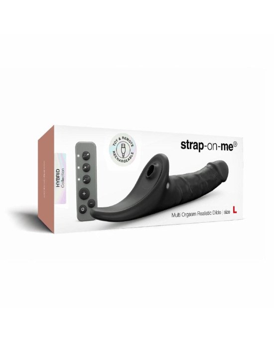 Вібронасадка для страпону з вакуумною стимуляцією Strap-On-Me Multi Orgasm Realistic Dildo L Black Вібронасадка для страпону з вакуумною стимуляцією Strap-On-Me Multi Orgasm Realistic Dildo L Black