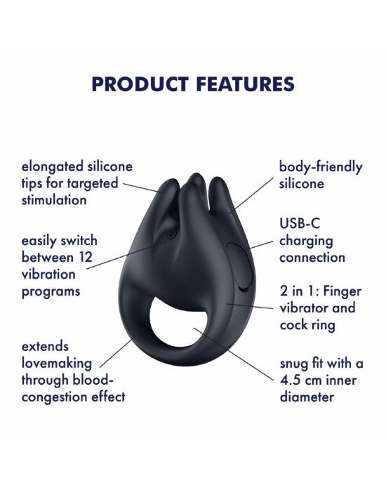 Вібратор на палець та ерекційне кільце 2в1 Satisfyer Perfect Pair 1 Вібратор на палець та ерекційне кільце 2в1 Satisfyer Perfect Pair 1