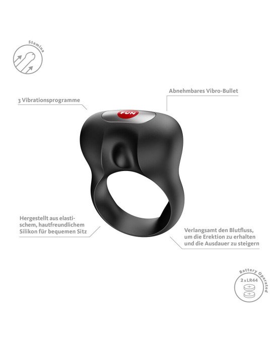 Ерекційне віброкільце Fun Factory Steady Black Ерекційне віброкільце Fun Factory Steady Black