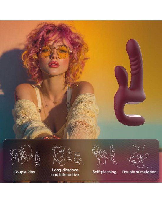 Смарт-пульсатор Magic Motion Magic Duet Bordeaux, 10 режимів пульсацій, 10 режимів вибрації Смарт-пульсатор Magic Motion Magic Duet Bordeaux, 10 режимів пульсацій, 10 режимів вибрації