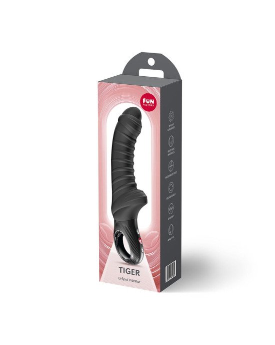 Вібратор для точки G Fun Factory TIGER Black, ребристий, підходить для анальної стимуляції