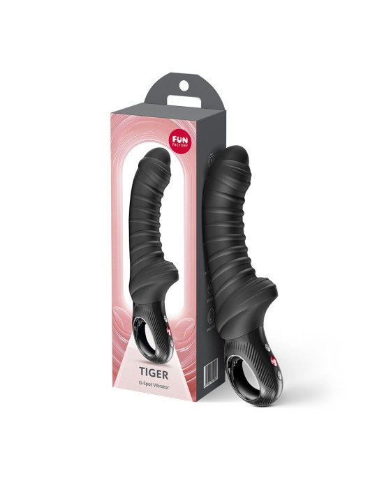 Вібратор для точки G Fun Factory TIGER Black, ребристий, підходить для анальної стимуляції