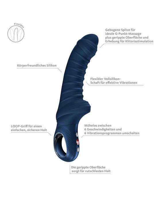 Вібратор для точки G Fun Factory TIGER Nightblue, ребристий, підходить для анальної стимуляції