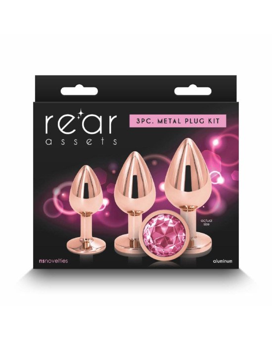 Набір анальних пробок NS Novelties Rear Assets - Trainer Kit - Rose Gold - Pink Gem Набір анальних пробок NS Novelties Rear Assets - Trainer Kit - Rose Gold - Pink Gem