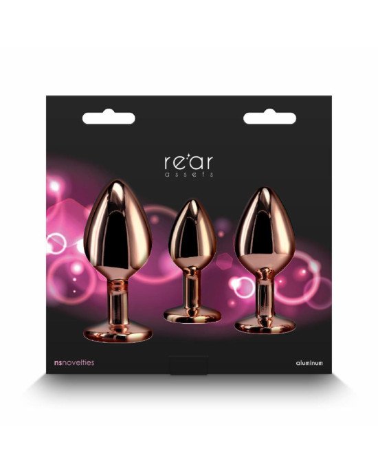 Набір анальних пробок NS Novelties Rear Assets - Trainer Kit - Rose Gold - Pink Gem Набір анальних пробок NS Novelties Rear Assets - Trainer Kit - Rose Gold - Pink Gem