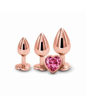 Набір анальних пробок NS Novelties Rear Assets - Trainer Kit - Rose Gold - Pink Heart