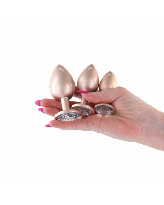 Набір анальних пробок NS Novelties Rear Assets - Trainer Kit - Iridescent Champagne - Clear Gem Набір анальних пробок NS Novelties Rear Assets - Trainer Kit - Iridescent Champagne - Clear Gem