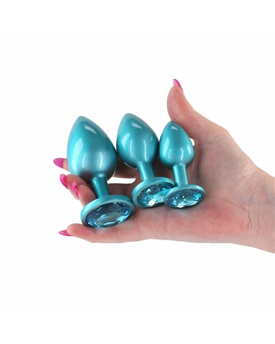Набір анальних пробок NS Novelties Rear Assets - Trainer Kit - Iridescent Teal - Teal Gem