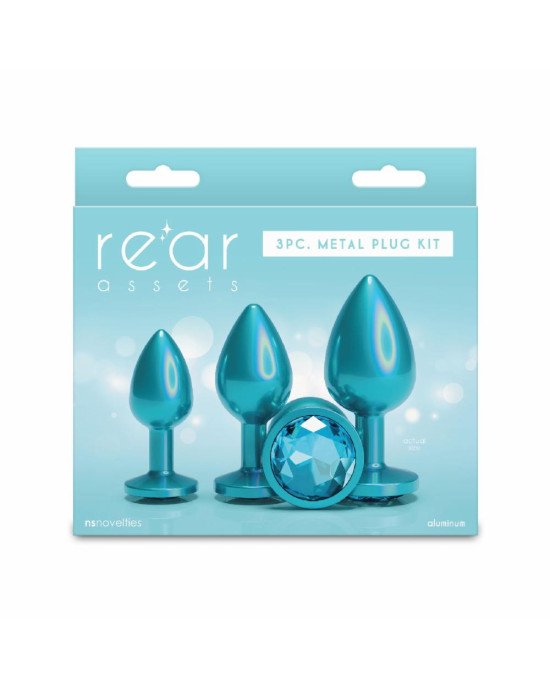 Набір анальних пробок NS Novelties Rear Assets - Trainer Kit - Iridescent Teal - Teal Gem