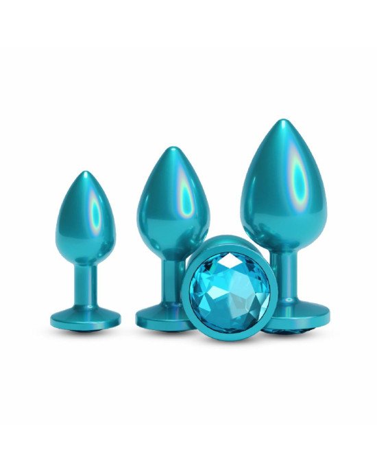 Набір анальних пробок NS Novelties Rear Assets - Trainer Kit - Iridescent Teal - Teal Gem