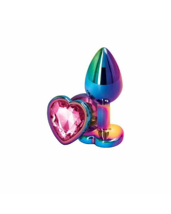 Анальна пробка NS Novelties Rear Assets - Multicolor Heart - Small - Pink Анальна пробка NS Novelties Rear Assets - Multicolor Heart - Small - Pink