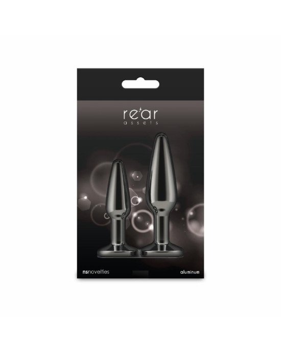 Набір анальних пробок NS Novelties Rear Assets - Tapered Trainer Kit - Gunmetal - Black