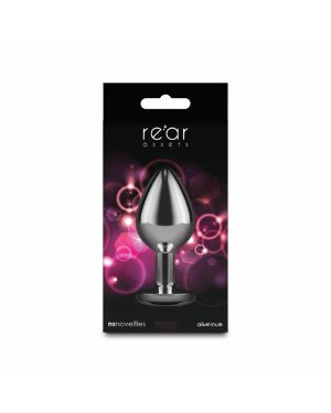 Анальна пробка NS Novelties Rear Assets - Silver - Medium - Pink Gem