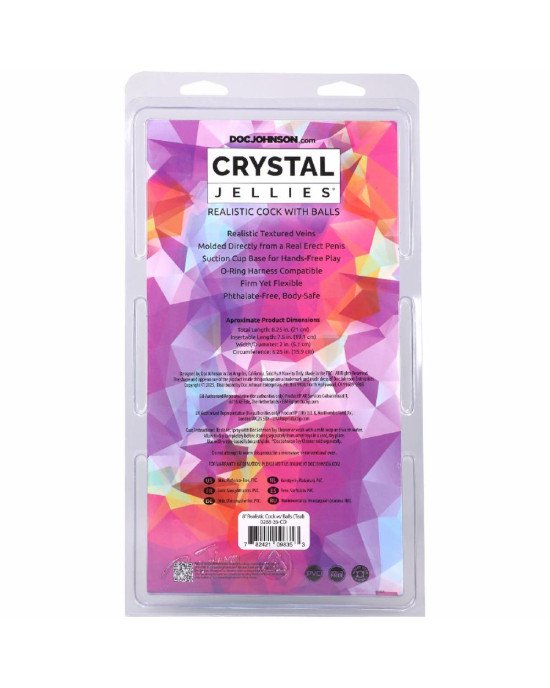Фалоімітатор Doc Johnson Crystal Jellies - 8 Inch Realistic Cock with Balls- Teal Фалоімітатор Doc Johnson Crystal Jellies - 8 Inch Realistic Cock with Balls- Teal