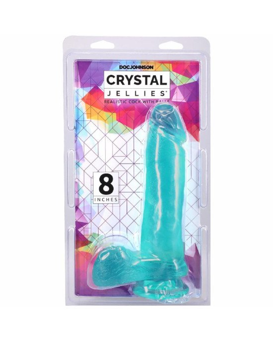 Фалоімітатор Doc Johnson Crystal Jellies - 8 Inch Realistic Cock with Balls- Teal Фалоімітатор Doc Johnson Crystal Jellies - 8 Inch Realistic Cock with Balls- Teal