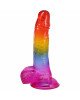 Фалоімітатор Doc Johnson Crystal Jellies - Realistic cock with balls 8.5 Inch - Rainbow