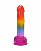Фалоімітатор Doc Johnson Crystal Jellies - Realistic cock with balls 8.5 Inch - Rainbow