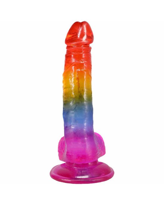 Фалоімітатор Doc Johnson Crystal Jellies - Realistic cock with balls 8.5 Inch - Rainbow