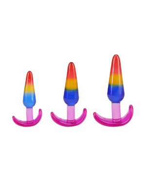 Набір анальних пробок Doc Johnson Crystal Jellies - Anal Trainer Set - Rainbow