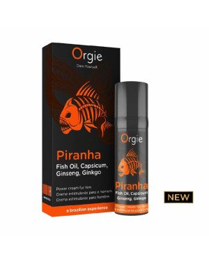 Крем для посилення ерекції Orgie Piranha 15 мл, жир піранії, женьшень, гінкго білоба та перець чилі
