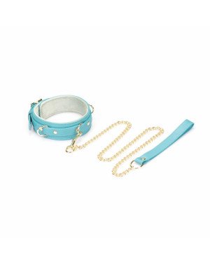 Нашийник з повідцем Liebe Seele Blue Lamb Leather Collar with Velvet Lining