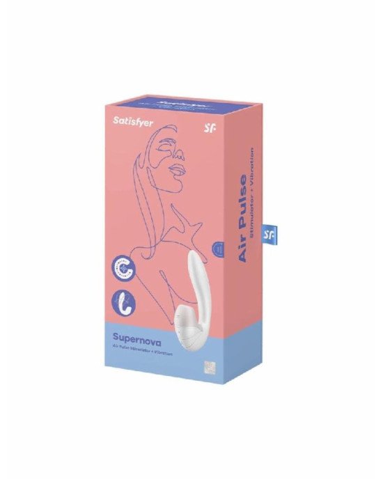 Вакуумний вібратор Satisfyer Supernova White, 2 положення ствола Вакуумний вібратор Satisfyer Supernova White, 2 положення ствола