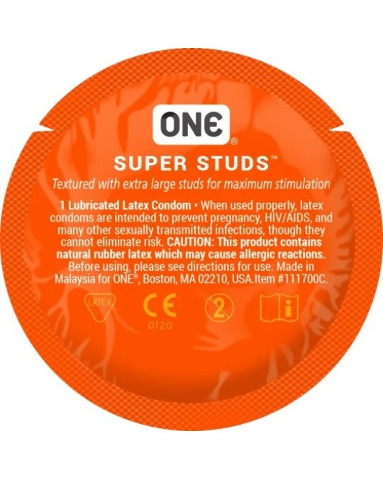 Презервативи ONE Super Studs (точкові) (по 1 шт) (упаковка може відрізнятися кольором та малюнком)