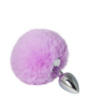 Анальна пробка металева з бузковим хвостиком S Анальна пробка металева з бузковим хвостиком S