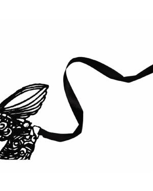 Ажурна маска на очі з вушками, колір чорний