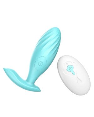 Анальна пробка з вібрацією ButBut anal plug, з пультом дистанційного керування, 10 режимів вібрації, колір м'ятний