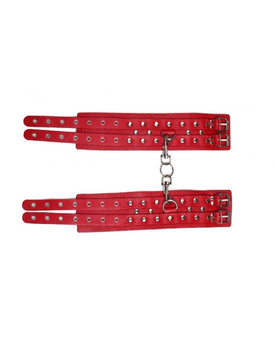 Окови Leather Double Fix Leg Cuffs, Red