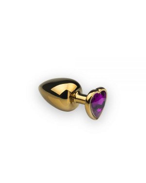 Золота анальна пробка з кристалом Gold Heart Amethyst, M Золота анальна пробка з кристалом Gold Heart Amethyst, M