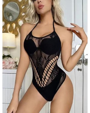 Боді Cindy сітка з візерунком троянди, розмір S/L black (без доступу)