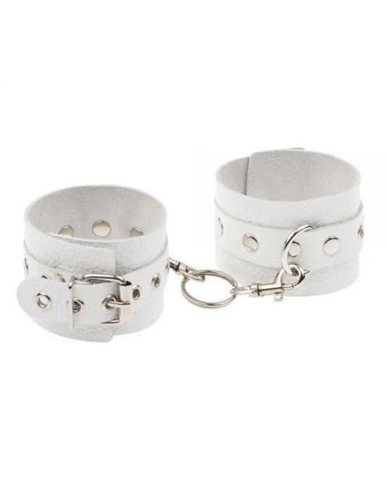 Наручники Leather Double Fix Hand Cuffs, White Наручники Leather Double Fix Hand Cuffs, White
