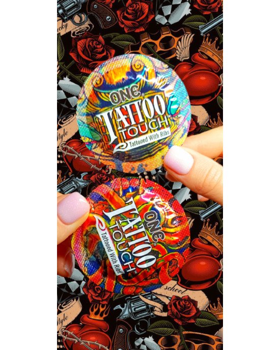 Презервативи ONE Tattoo Touch (рельєфний малюнок) (по 1 шт) (упак. може відрізнятися кольор. та рис.) Презервативи ONE Tattoo Touch (рельєфний малюнок) (по 1 шт) (упак. може відрізнятися кольор. та рис.)