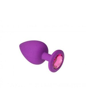 Анальна пробка з рожевим каменем Purple Silicone Pink-Rhodolite , M Анальна пробка з рожевим каменем Purple Silicone Pink-Rhodolite , M