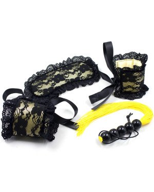 Кружевной БДСМ-набор - Lace Power, цвет: черно-желтый