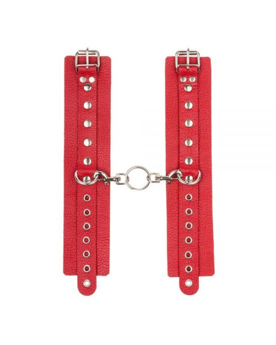 Наручники Leather Double Fix Hand Cuffs, Red Наручники Leather Double Fix Hand Cuffs, Red
