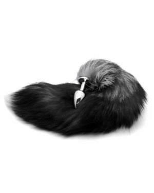 Анальна пробка-хвостик BLACK WITH WHITE колір чорний з білим S Анальна пробка-хвостик BLACK WITH WHITE колір чорний з білим S