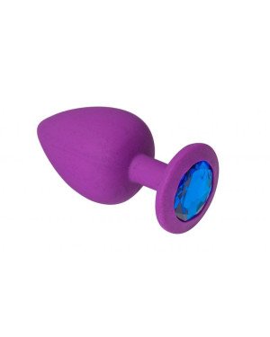 Силіконова анальна пробка із синім кристалом Purple Silicone Sapphire, M Силіконова анальна пробка із синім кристалом Purple Silicone Sapphire, M
