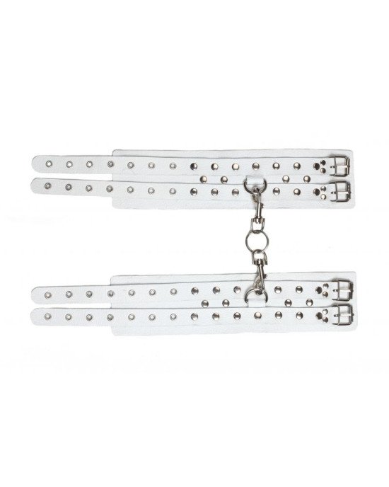 Окови Leather Double Fix Leg Cuffs, White Окови Leather Double Fix Leg Cuffs, White