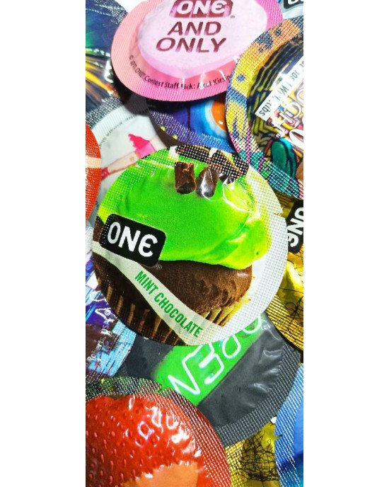 Презервативи ONE Mint Chocolate (ароматизовані) (по 1 шт) (упаковка може відрізнятися кольором та рисом) Презервативи ONE Mint Chocolate (ароматизовані) (по 1 шт) (упаковка може відрізнятися кольором та рисом)